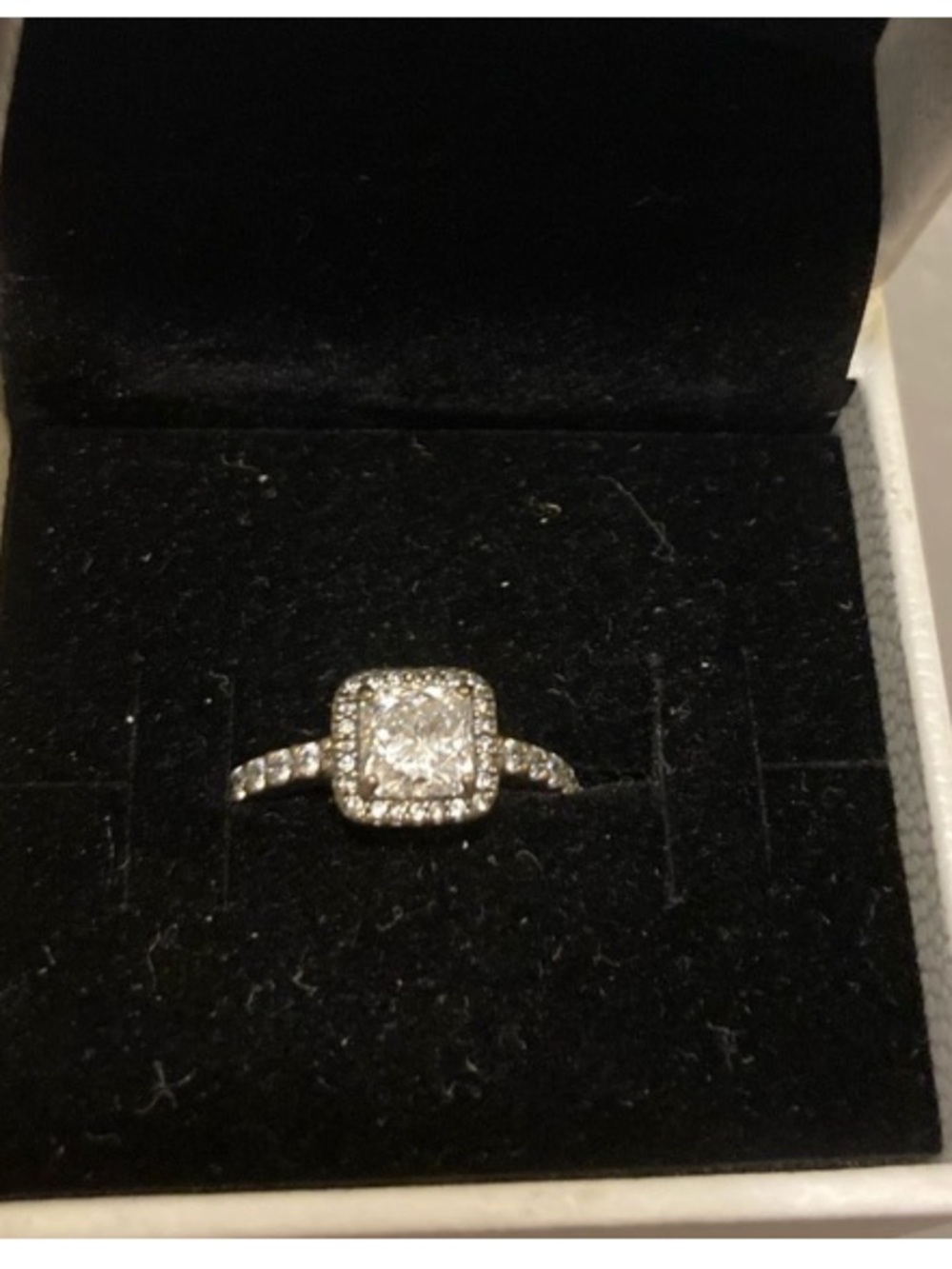 Pandora Sterling Silver Sparkling Cushion and Pavé Band Ring size 5